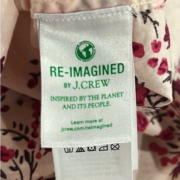 J.Crew classic collarless puff sleeve button down floral shirt size 10 - Picture 11 of 12